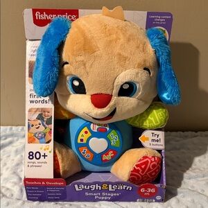 Fisher-Price Plush Smart Stages Puppy in Blue, Tan, Red, Green